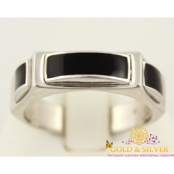 Серебряное кольцо 925 проба. Мужское кольцо с черными вставками. 310258а